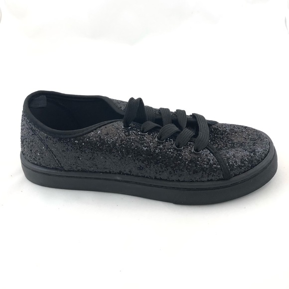 black sparkly tennis shoes